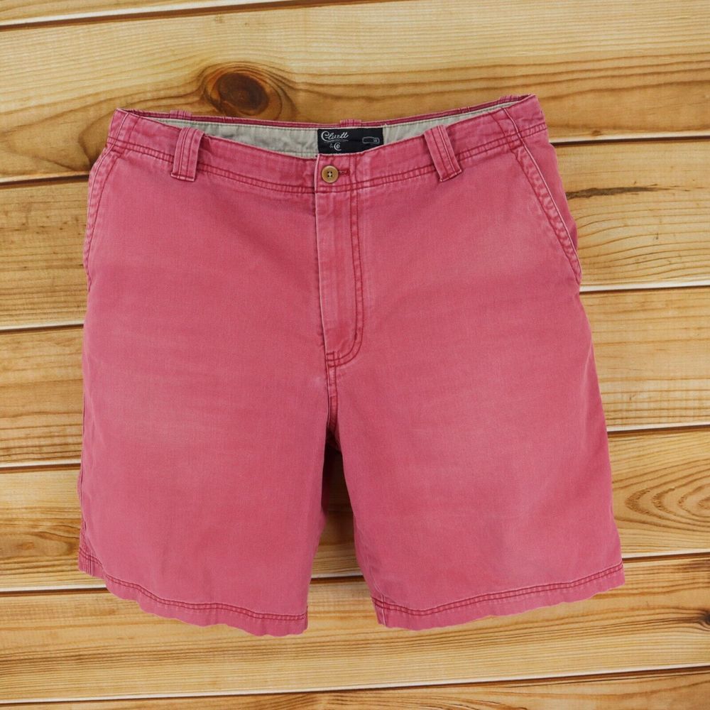 Cluett Bermuda‎ Shorts Mens Size 38 Faded Red 100% Cotton Pockets Belt Loops
